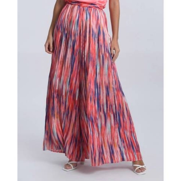 Molly Bracken Pants - Molly Bracken Womens XS High Waist Pleated Wide Leg Palazzo Pants Pink Karen